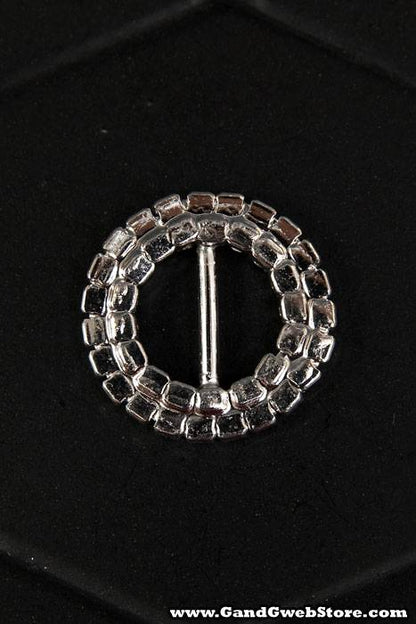 19mm Round Ribbon Button Crystal Pkg/6