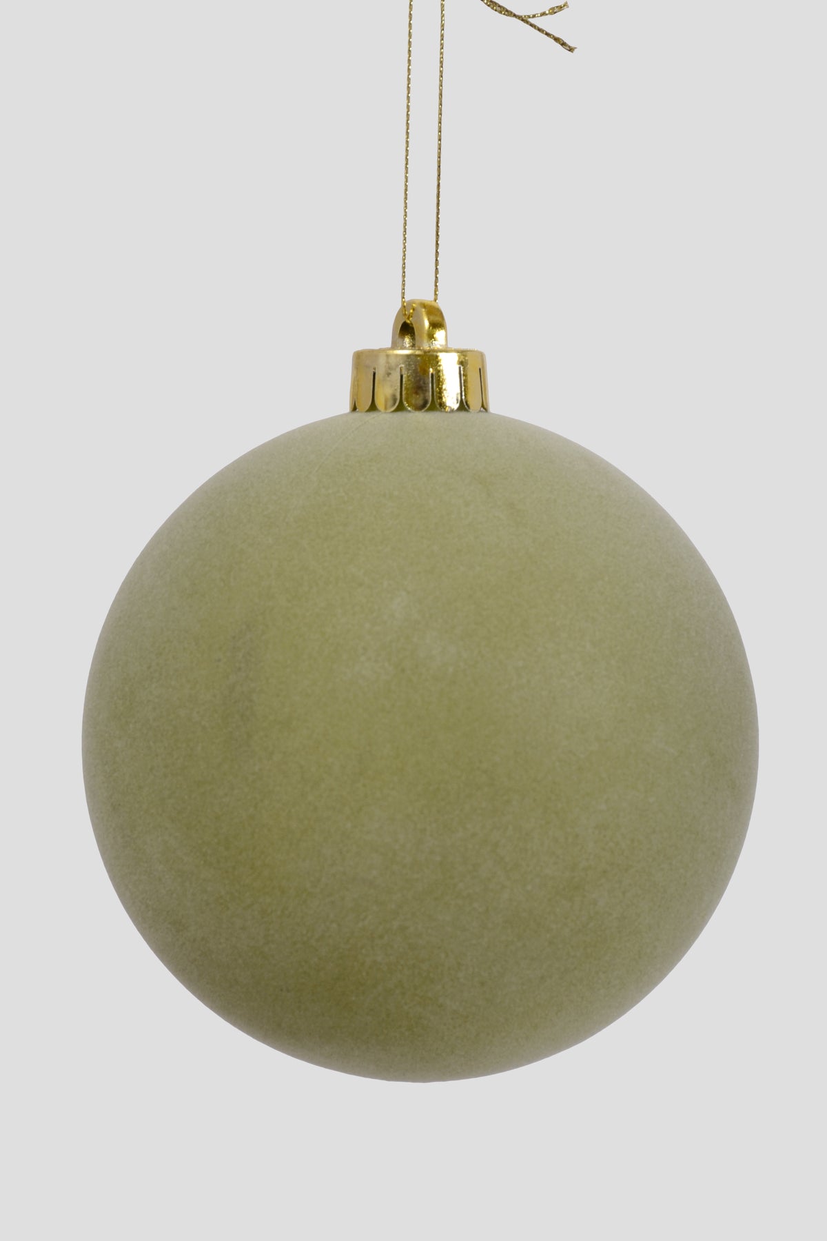 120MM Vp Flocked Ball Ornament Sage Green Pkg/3