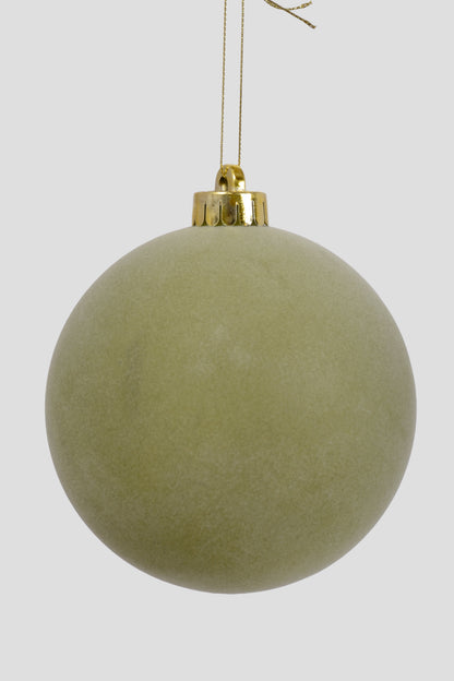 120MM Vp Flocked Ball Ornament Sage Green Pkg/3