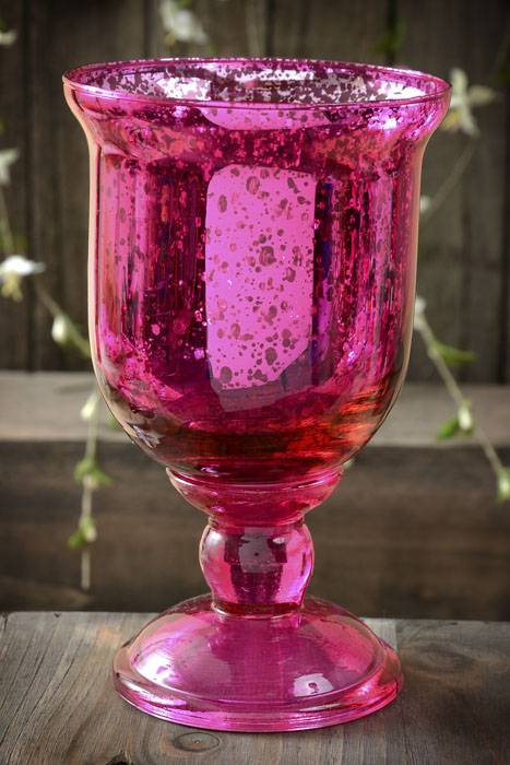 6&quot; Mercury Glass Candle Holder Fuchsia
