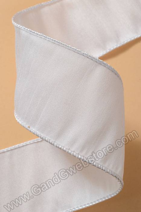 2.5" X 10yds Wired Anisha Ribbon White