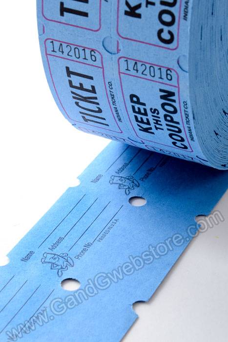Double Roll Raffle Ticket Blue 1000/roll