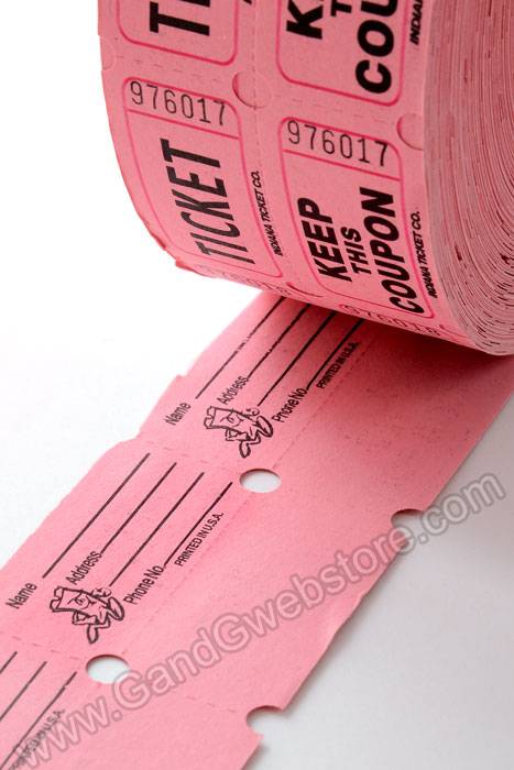 Double Roll Raffle Ticket Pink 1000/roll