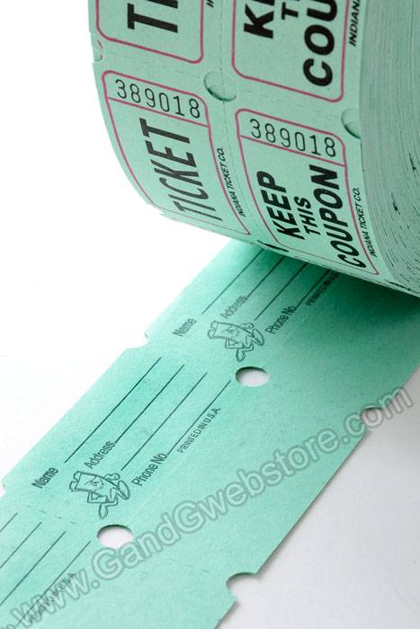 Double Roll Raffle Ticket Green 1000/roll