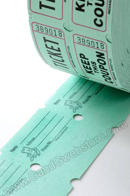 Double Roll Raffle Ticket Green 1000/roll
