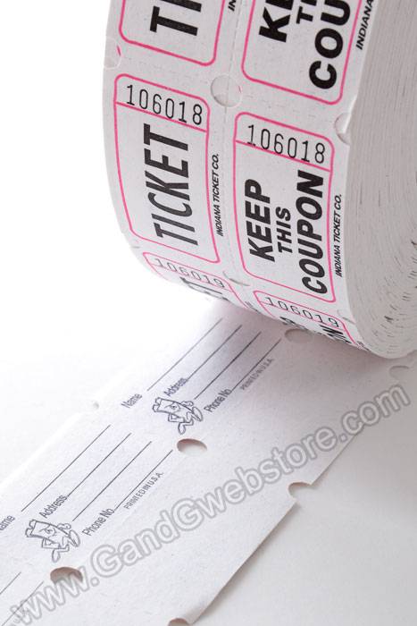 Double Roll Raffle Ticket White 1000/roll