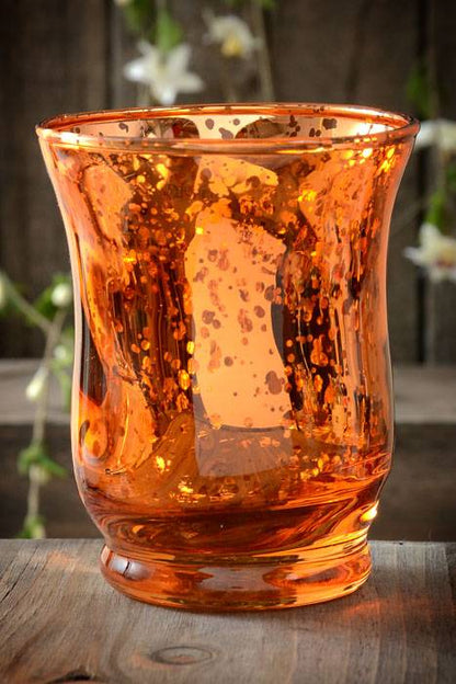 3.75&quot; Mercury Glass Candle Holder Amber