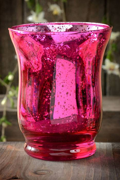 3.75&quot; Mercury Glass Candle Holder Fuchsia