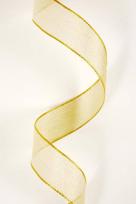 1" X 25yds Wired Met. Organza Ribbon Gold