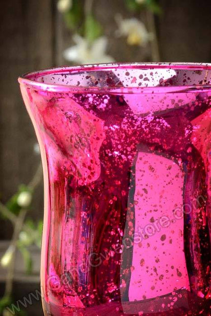 3.75&quot; Mercury Glass Candle Holder Fuchsia