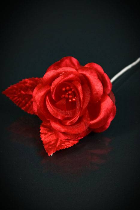 4" Satin Roses W/pips Red Pkg/12