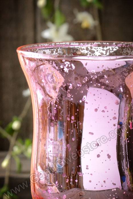 3.75&quot; Mercury Glass Candle Holder Pink