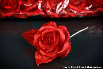 4" Satin Roses W/pips Red Pkg/12