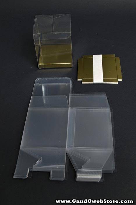 3" X 3" X 3.5" Pvc Box W/gold Bottom Clear Pkg/12
