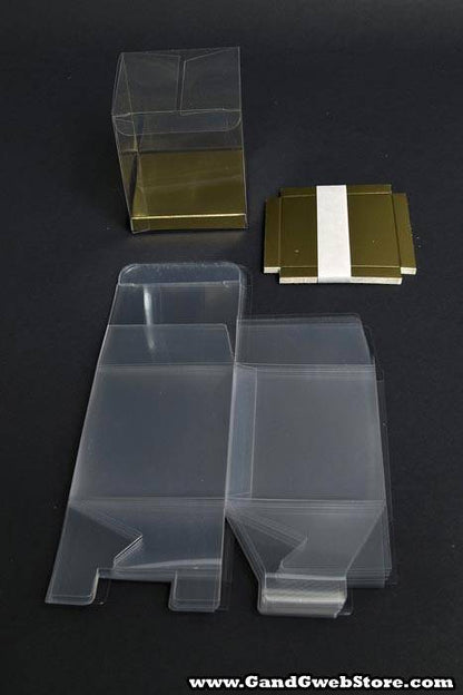 3" X 3" X 3.5" Pvc Box W/gold Bottom Clear Pkg/12