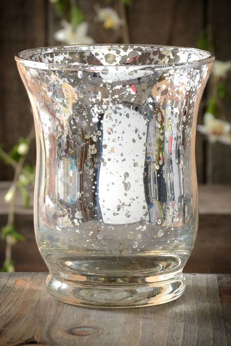 3.75&quot; Mercury Glass Candle Holder Silver