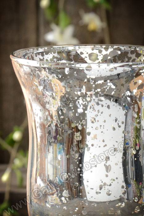 3.75&quot; Mercury Glass Candle Holder Silver