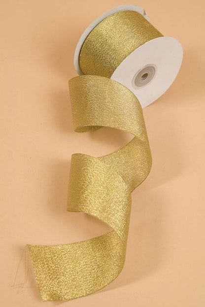 2.5" X 25yds Luster Metallic Ribbon Gold