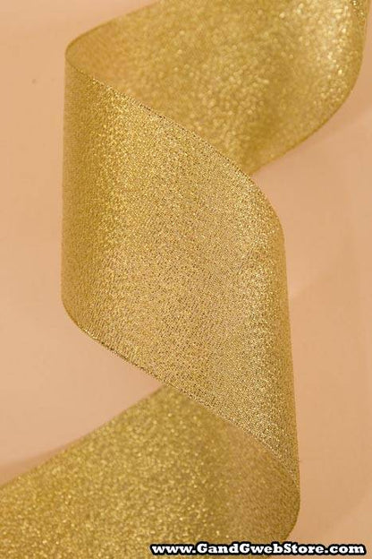 2.5" X 25yds Luster Metallic Ribbon Gold