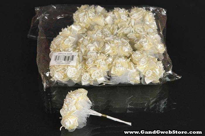 4" Satin Flower Ivory Pkg/12