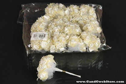 4" Satin Flower Ivory Pkg/12