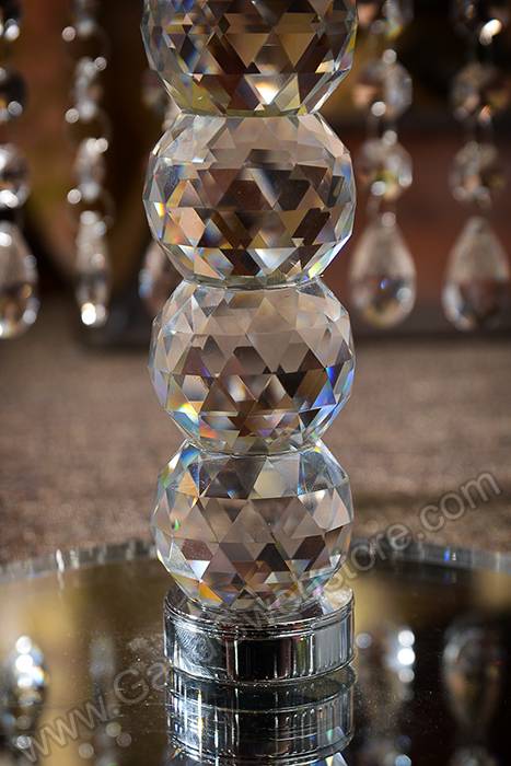 11.75" Round Glass Cake Stand W/acrylic Beads Clear