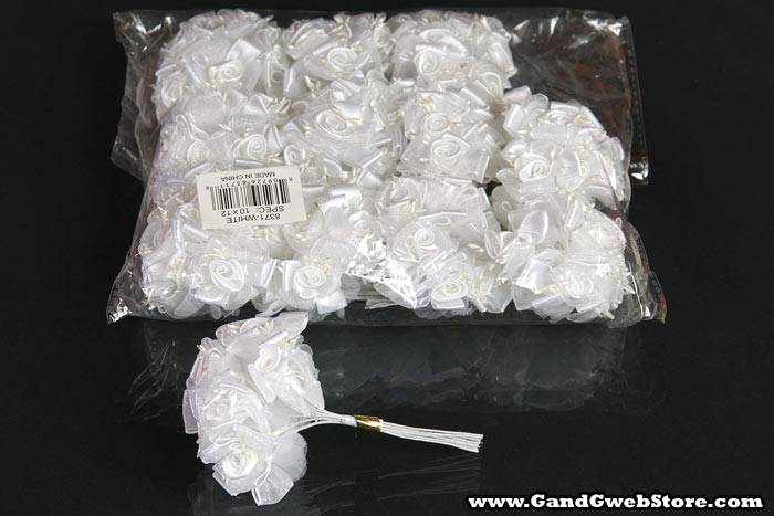 4" Satin Flower White Pkg/12