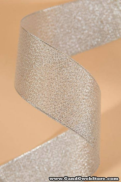 1.5" X 25yds Luster Metallic Ribbon Silver