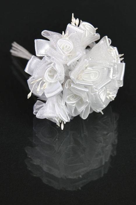 4" Satin Flower White Pkg/12