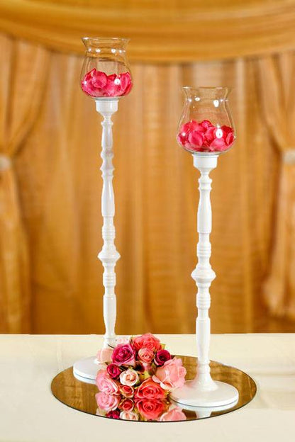28.35&quot;/33&quot; Candle Holder Glass/white