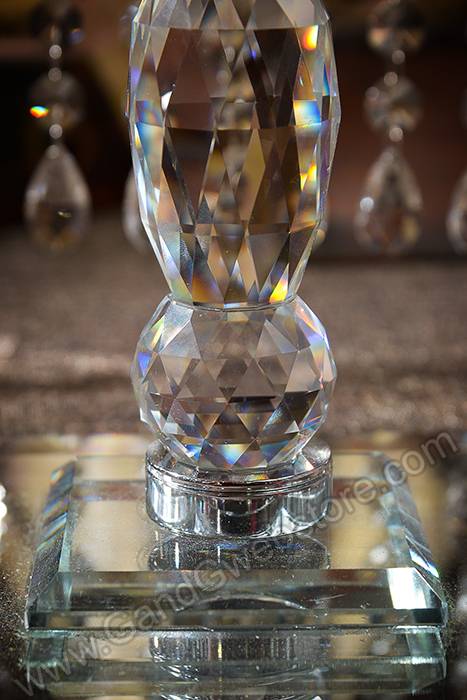 11.75" X 7.5" Squared Glass Cake Stand W/acrylic Beads Clear