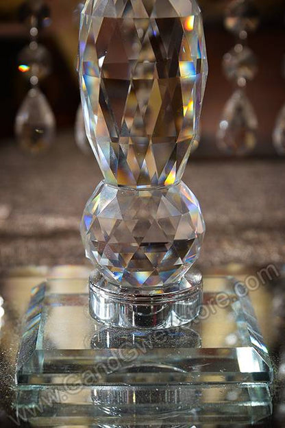 11.75" X 7.5" Squared Glass Cake Stand W/acrylic Beads Clear