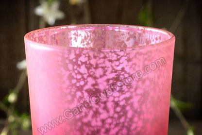 4.25&quot; Frosted Mercury Glass Candle Holder Pink Pkg/6