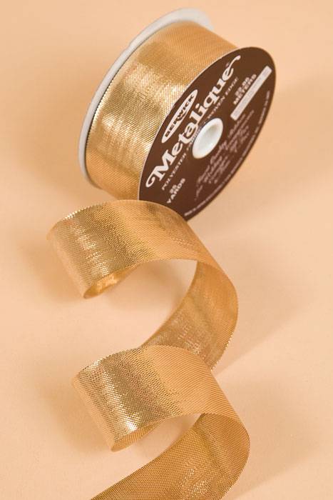 1-7/16 X 25yds Metalique Ribbon Gold