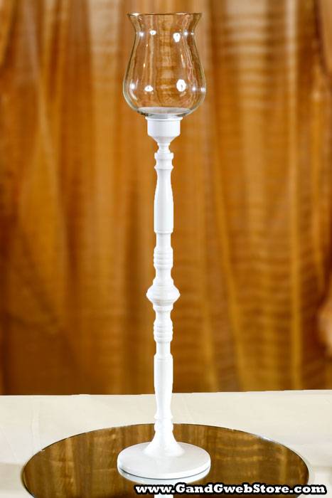 28.35&quot;/33&quot; Candle Holder Glass/white