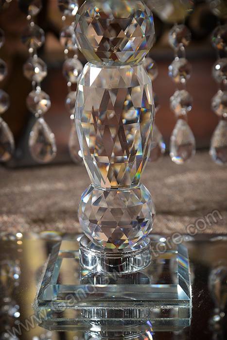 9.75" X 7.5" Squared Glass Cake Stand W/acrylic Beads Clear