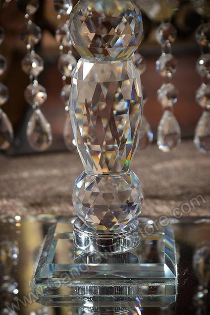 9.75" X 7.5" Squared Glass Cake Stand W/acrylic Beads Clear