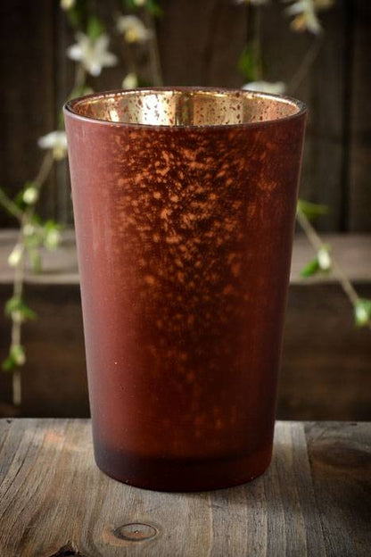 4.25" Frosted Mercury Glass Candle Holder Brown Pkg/6