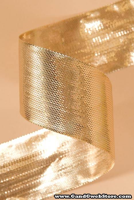 1-7/16 X 25yds Metalique Ribbon Gold