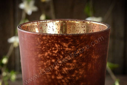 4.25" Frosted Mercury Glass Candle Holder Brown Pkg/6