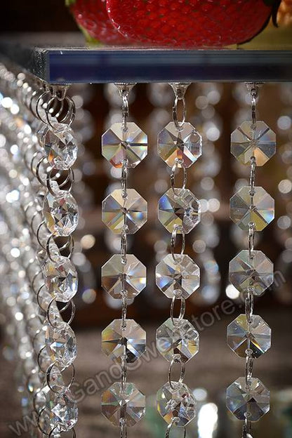 13.75" X 7.5" Squared Glass Cake Stand W/acrylic Beads Clear