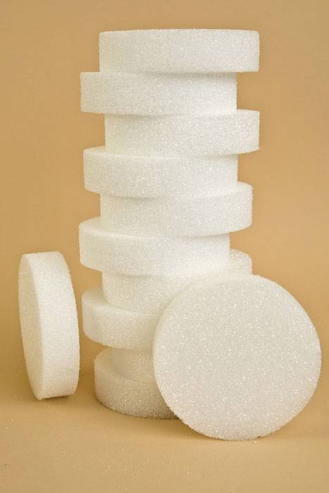 6&quot; X 1.5&quot; Styrofoam Disc White Pkg/12