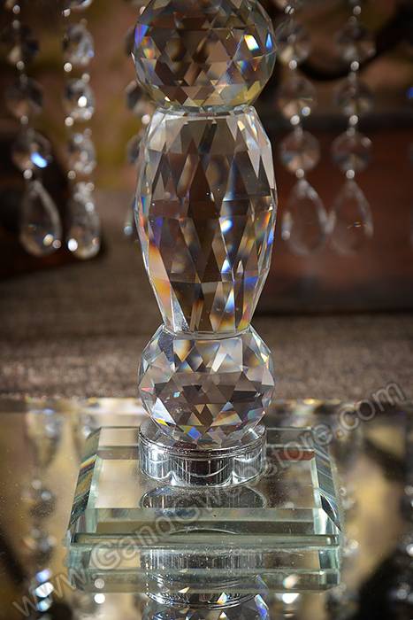 13.75" X 7.5" Squared Glass Cake Stand W/acrylic Beads Clear