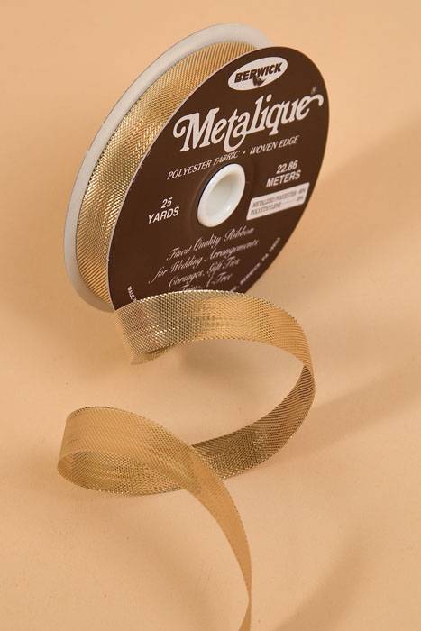 16mm X 25yds Metalique Ribbon Gold