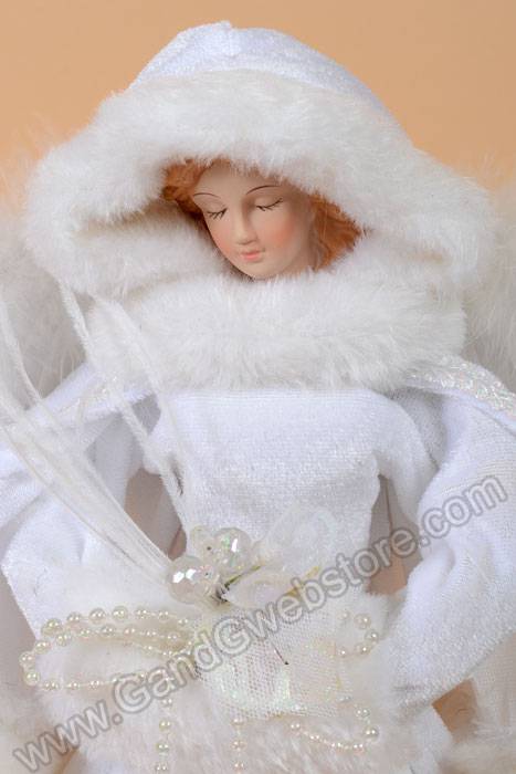 16" Angel W/hood &amp; Hand Warmer White