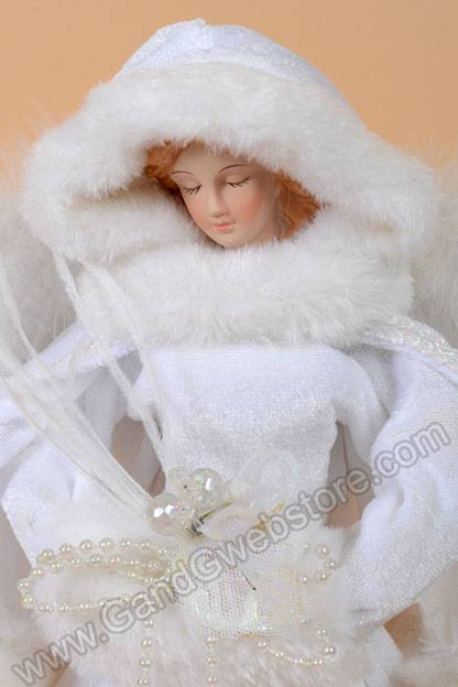 16" Angel W/hood &amp; Hand Warmer White