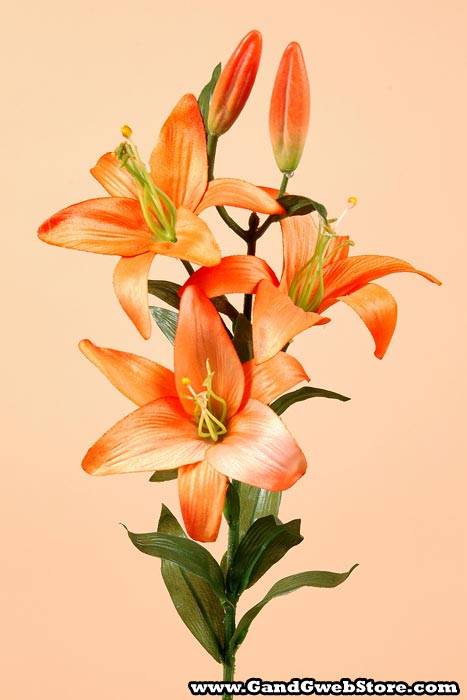 28" Silk Garden Lily Spray Orange