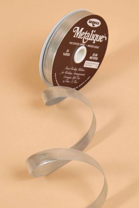 16mm X 25yds Metalique Ribbon Silver