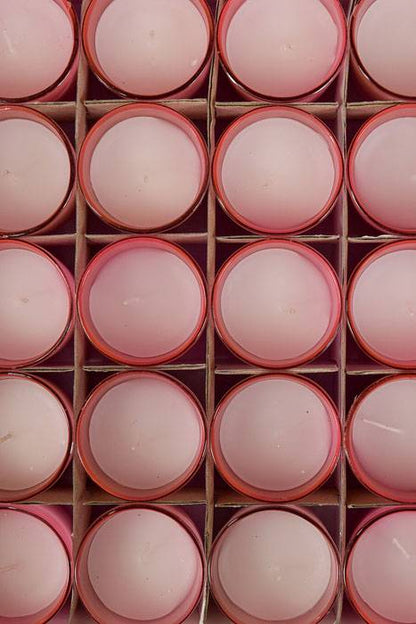 2.5" X 2" Frosted Glass Votive Candle Light Pink Pkg/25