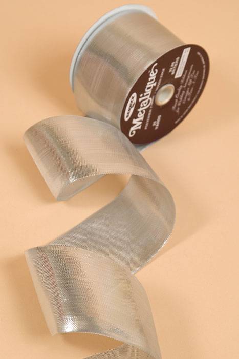 2.5" X 25yds Metalique Ribbon Silver
